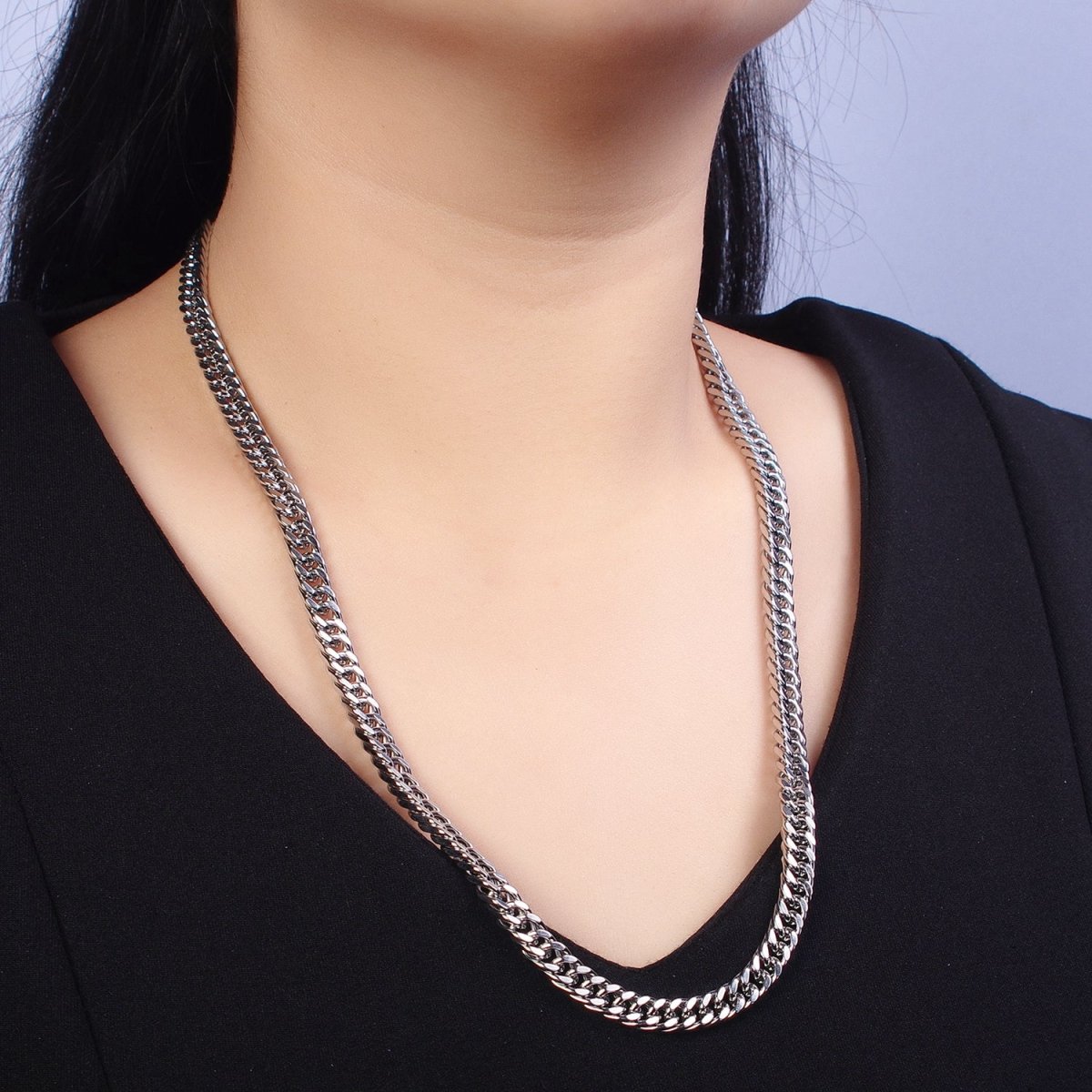 Men's Chain Necklace, Cuban Link Chain Necklace, Stainless Steel Silver Chain, 7mm Cuban Chain Necklace 23.5 inch | WA-1591 WA-1592 Clearance Pricing