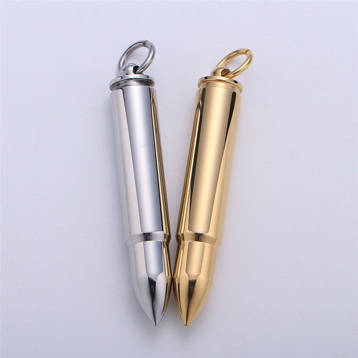 Mens Stainless Steel Bullet Pendant Necklaces Urn Ashes Necklace Supply for Cremation Memorial Keepsakes in Gold Silver Ammo E-664