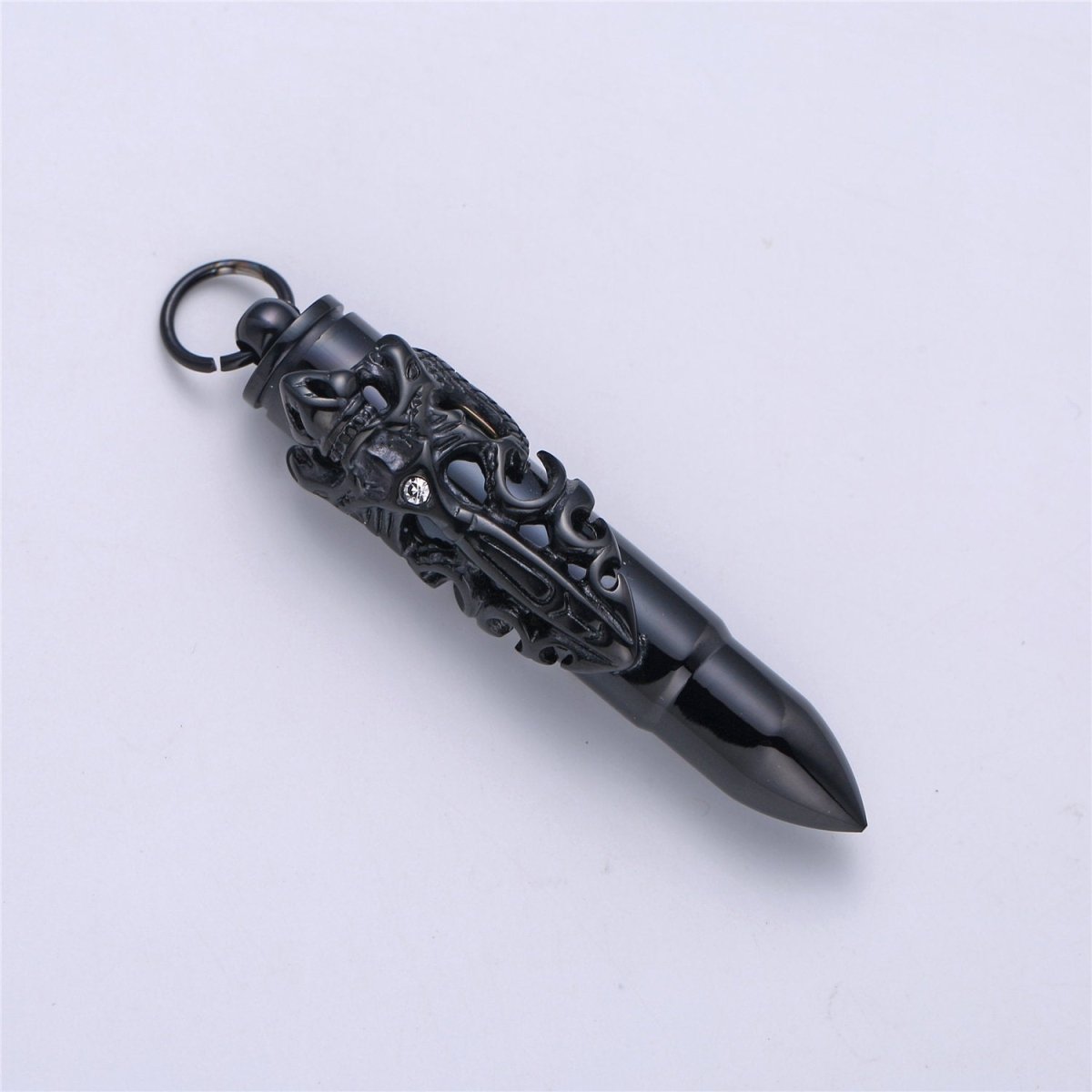 Mens Stainless Steel Dragon Bullet Pendant Necklaces Urn Ashes Necklace Supply for Cremation Memorial Keepsakes in Black Silver Gold Bullet E-662 E-693 E-694
