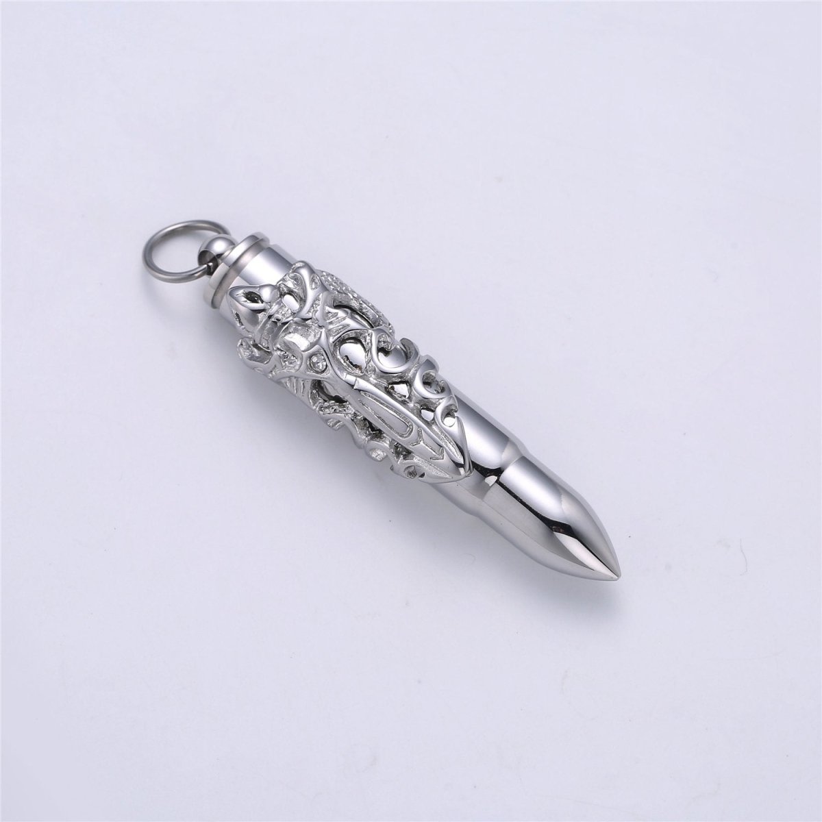 Mens Stainless Steel Dragon Bullet Pendant Necklaces Urn Ashes Necklace Supply for Cremation Memorial Keepsakes in Black Silver Gold Bullet E-662 E-693 E-694