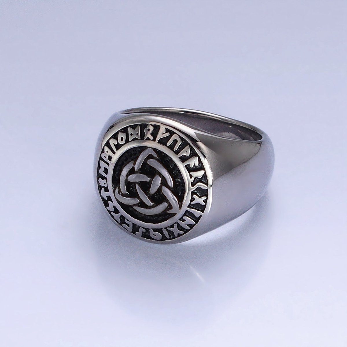 Men's Stainless Steel Valknut Rune Norse Celtic Triquetra Knot Signet Ring in Mixed Metal & Silver | O-1849 O-1850 O-1851 O-1852