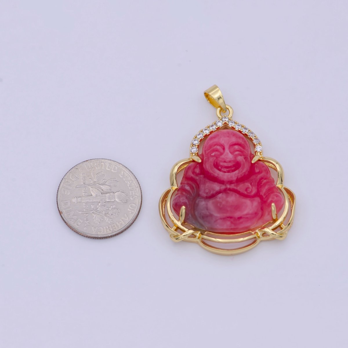 Men's Women's Real Red Jade Buddha 24k Gold Filled Pendant Fashion Statement Jewelry O-100 - DLUXCA