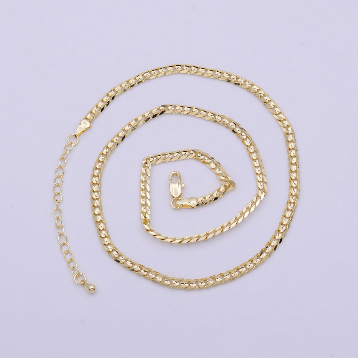 Miami Cuban Gold Curb Link Chain 3.4mm 18K Gold filled Chain Necklace• Gold Necklace Gold filled Layer Necklace | WA-830 Clearance Pricing - DLUXCA