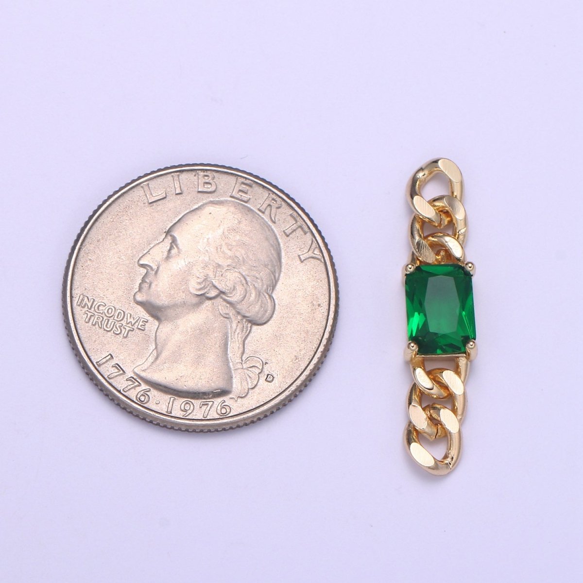 Miami Cuban Link Connector for Bracelet Necklace Jewelry Making Supply Emerald Green Cubic Charm Connector for Statement Jewelry Making F-677