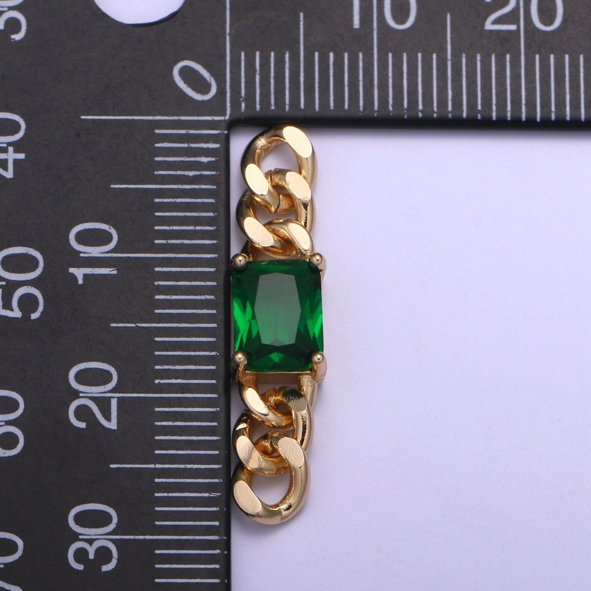 Miami Cuban Link Connector for Bracelet Necklace Jewelry Making Supply Emerald Green Cubic Charm Connector for Statement Jewelry Making F-677