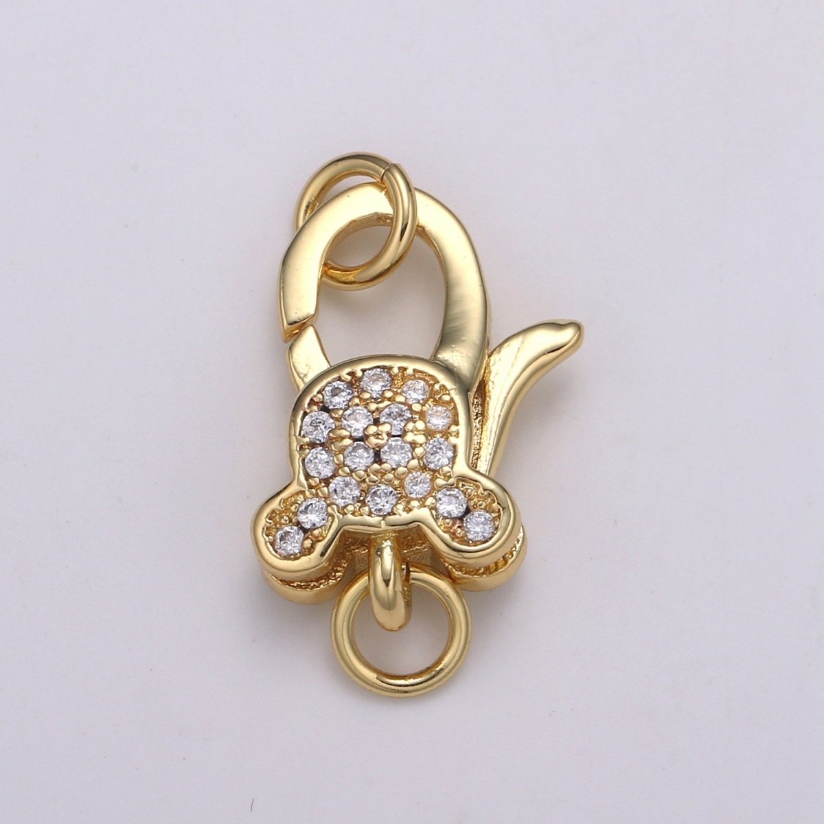 Mickey Pave Clasp 14k Gold Fill Pave Lobster Clasp, 20x11mm, Clear Pave Clasp for Necklace Bracelet End Clasp for Jewelry Making K-168 K-169