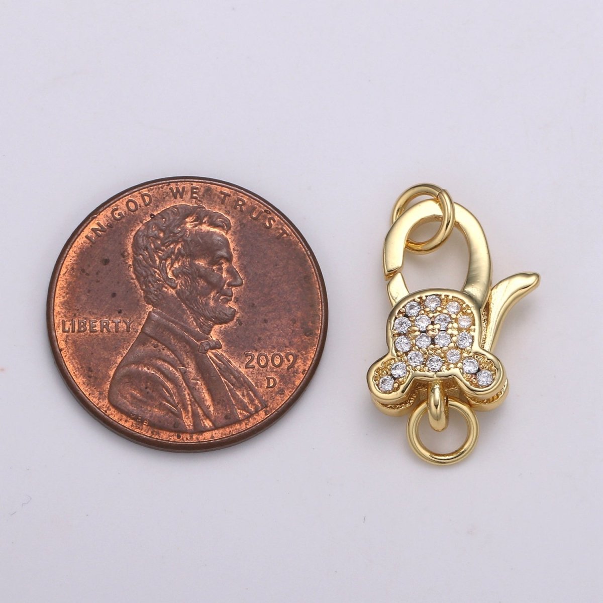 Mickey Pave Clasp 14k Gold Fill Pave Lobster Clasp, 20x11mm, Clear Pave Clasp for Necklace Bracelet End Clasp for Jewelry Making K-168 K-169