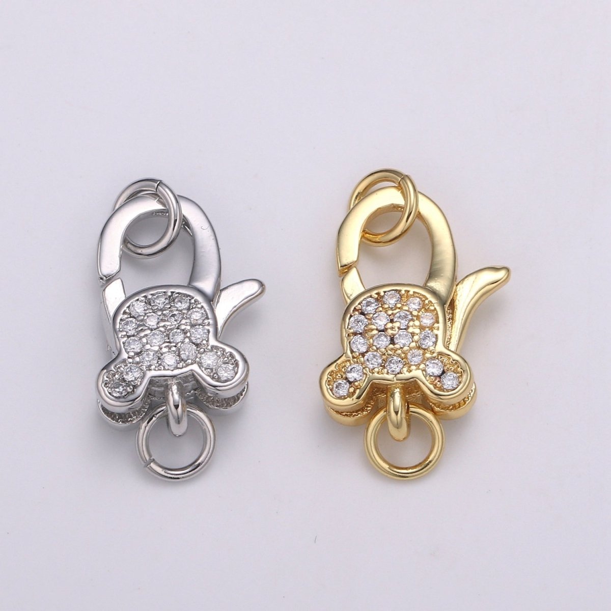 Mickey Pave Clasp 14k Gold Fill Pave Lobster Clasp, 20x11mm, Clear Pave Clasp for Necklace Bracelet End Clasp for Jewelry Making K-168 K-169