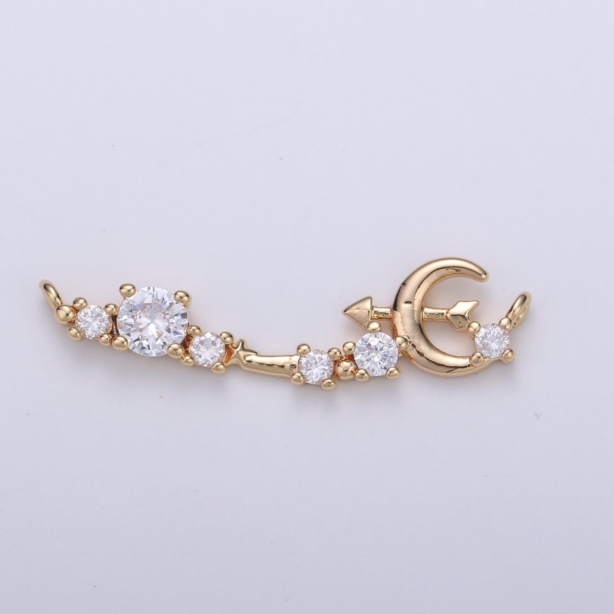 Micro Pave 18k Gold Filled Link Connector Dainty moon Charm crescent moon Connector for Bracelet Necklace Jewelry Making Supply F-548