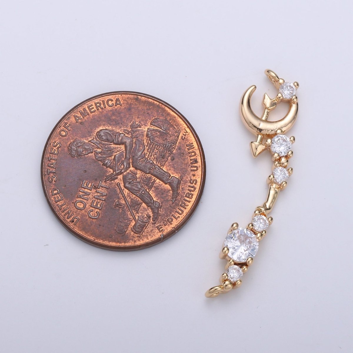 Micro Pave 18k Gold Filled Link Connector Dainty moon Charm crescent moon Connector for Bracelet Necklace Jewelry Making Supply F-548