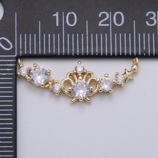 Micro Pave 18k Gold Filled Link Connector Dainty Star Charm Crown Charm Connector for Bracelet Necklace Jewelry Making Supply F-545 - DLUXCA