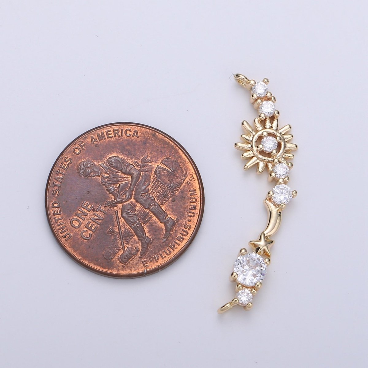Micro Pave 18k Gold Filled Link Connector Dainty Star Charm Sun Charm Connector for Bracelet Necklace Jewelry Making Supply F-546