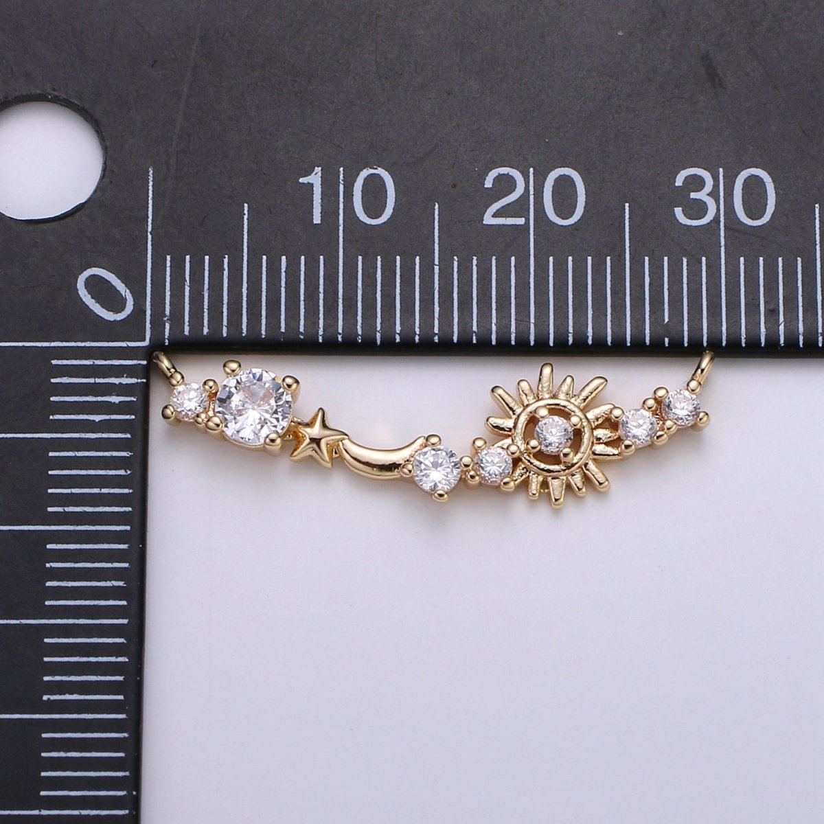 Micro Pave 18k Gold Filled Link Connector Dainty Star Charm Sun Charm Connector for Bracelet Necklace Jewelry Making Supply F-546
