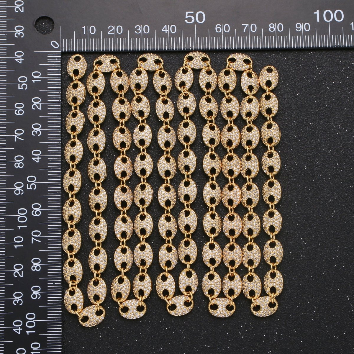 Micro Pave 24K Gold Filled Anchor Mariner Link Chain by Yard 7mm width for Necklace Bracelet Component Unfinished Chain DIY Jewelry Supply | ROLL-315 (O-078) Clearance Pricing - DLUXCA