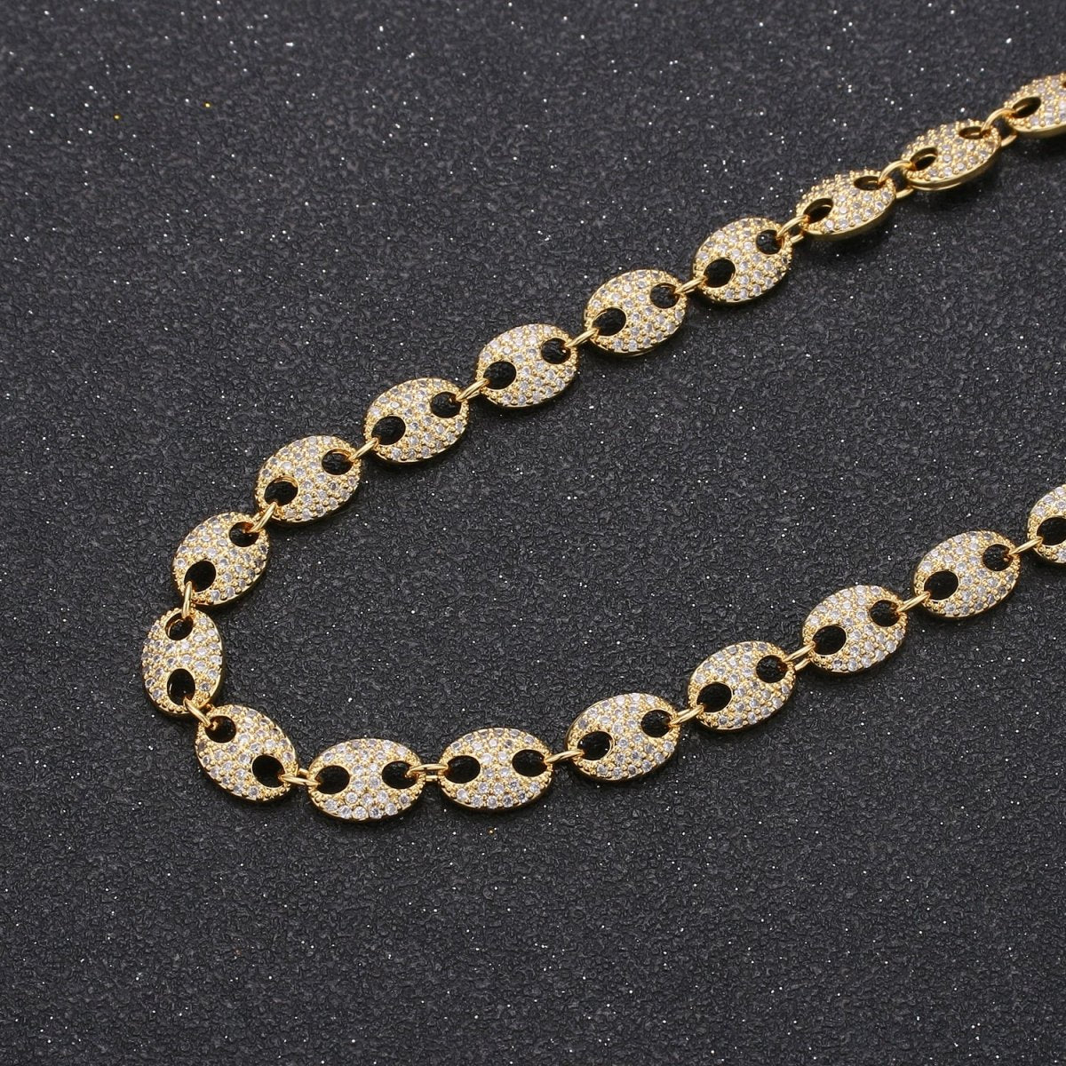 Micro Pave 24K Gold Filled Anchor Mariner Link Chain by Yard 7mm width for Necklace Bracelet Component Unfinished Chain DIY Jewelry Supply | ROLL-315 (O-078) Clearance Pricing - DLUXCA