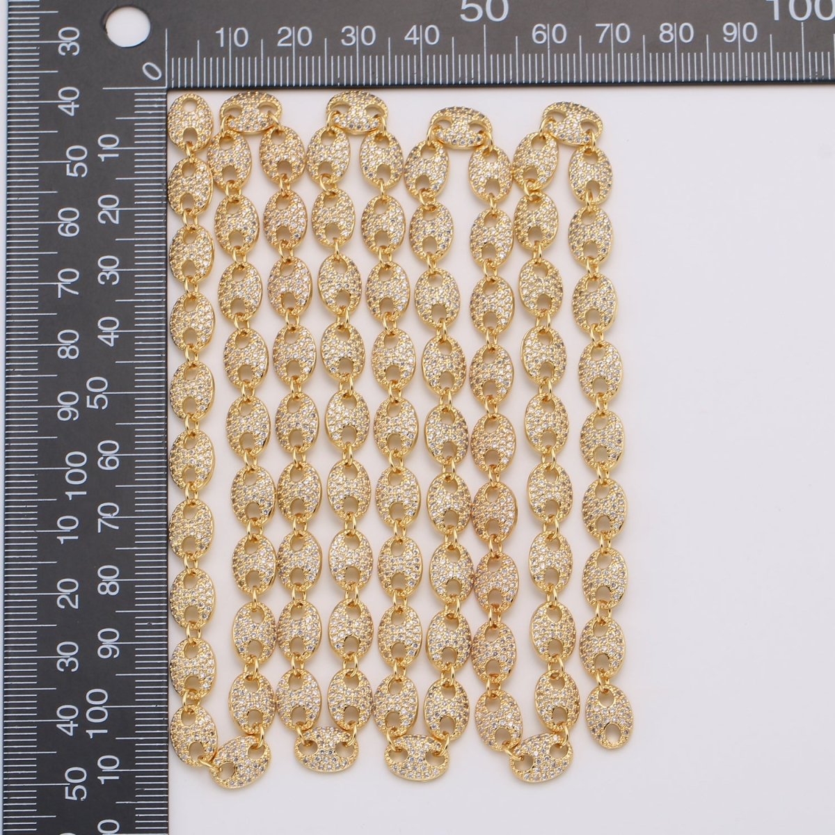 Micro Pave 24K Gold Filled Anchor Mariner Link Chain by Yard 7mm width for Necklace Bracelet Component Unfinished Chain DIY Jewelry Supply | ROLL-315 (O-078) Clearance Pricing - DLUXCA