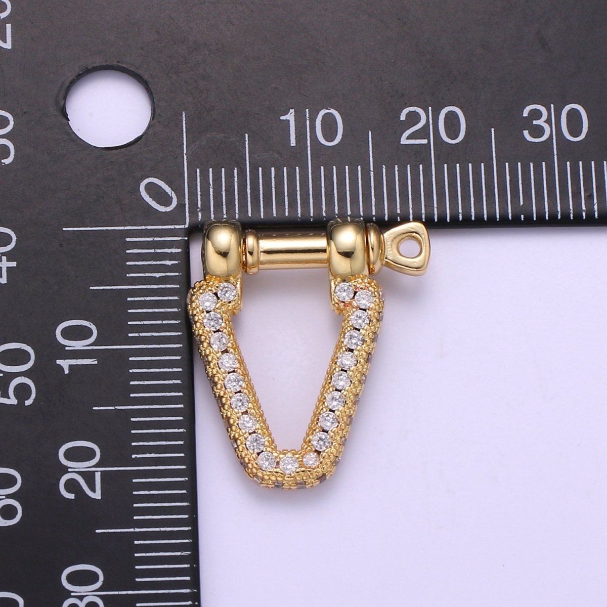 Micro Pave Bracelet Closure, Horseshoe Clasp, Shackle and Screw, 14k Gold Bracelet Clasp, Horseshoe Shackle, Necklace Hardware L-261