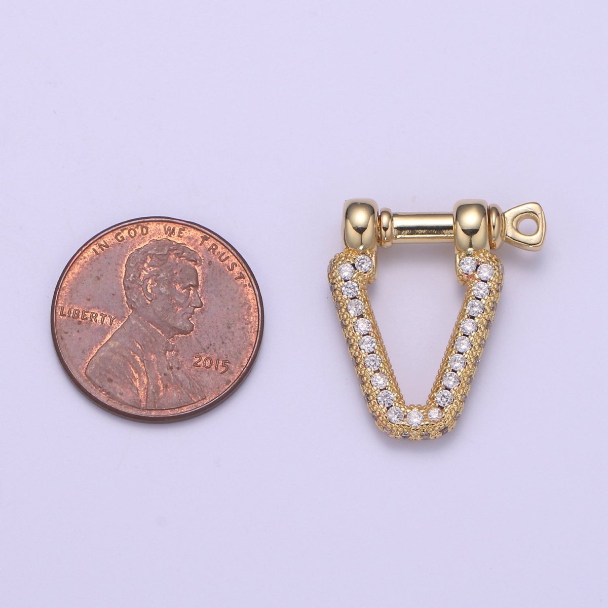 Micro Pave Bracelet Closure, Horseshoe Clasp, Shackle and Screw, 14k Gold Bracelet Clasp, Horseshoe Shackle, Necklace Hardware L-261