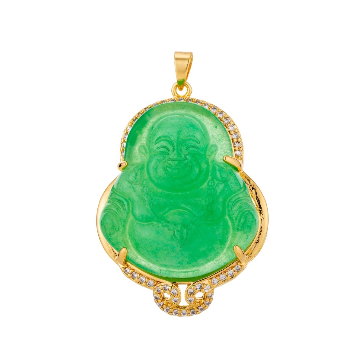 Micro Pave Buddha 24k Gold Filled Buddha Pendant Gold Buddha Charm for Necklace Laughing Buddha for Religious Jewelry Making Supply Trend