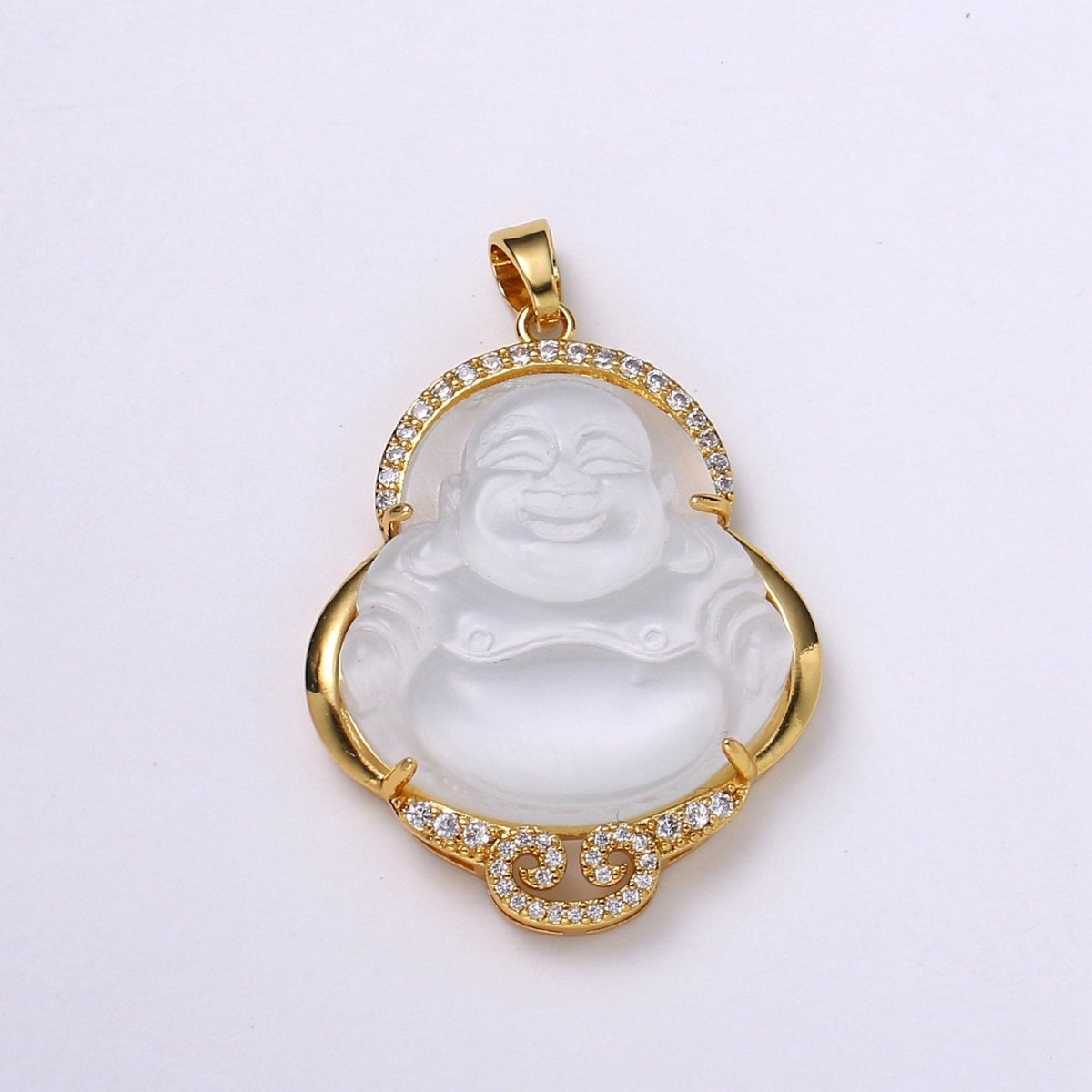 Micro Pave Buddha 24k Gold Filled Buddha Pendant Gold Buddha Charm for Necklace Laughing Buddha for Religious Jewelry Making Supply Trend