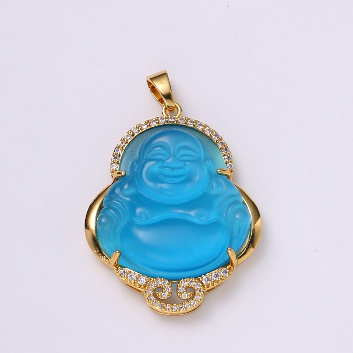Micro Pave Buddha 24k Gold Filled Buddha Pendant Gold Buddha Charm for Necklace Laughing Buddha for Religious Jewelry Making Supply Trend