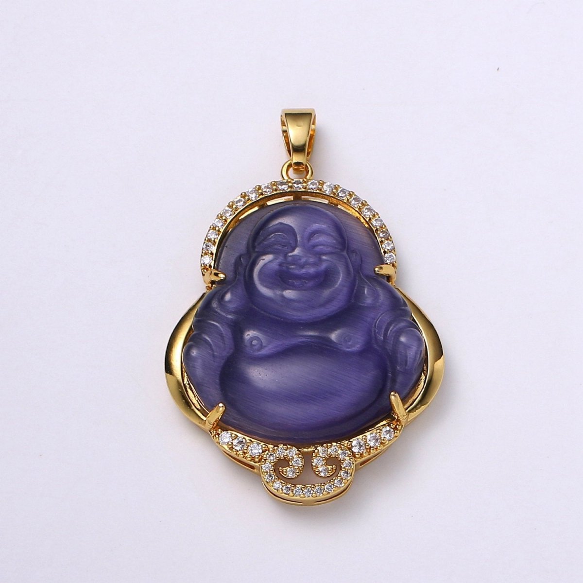 Micro Pave Buddha 24k Gold Filled Buddha Pendant Gold Buddha Charm for Necklace Laughing Buddha for Religious Jewelry Making Supply Trend