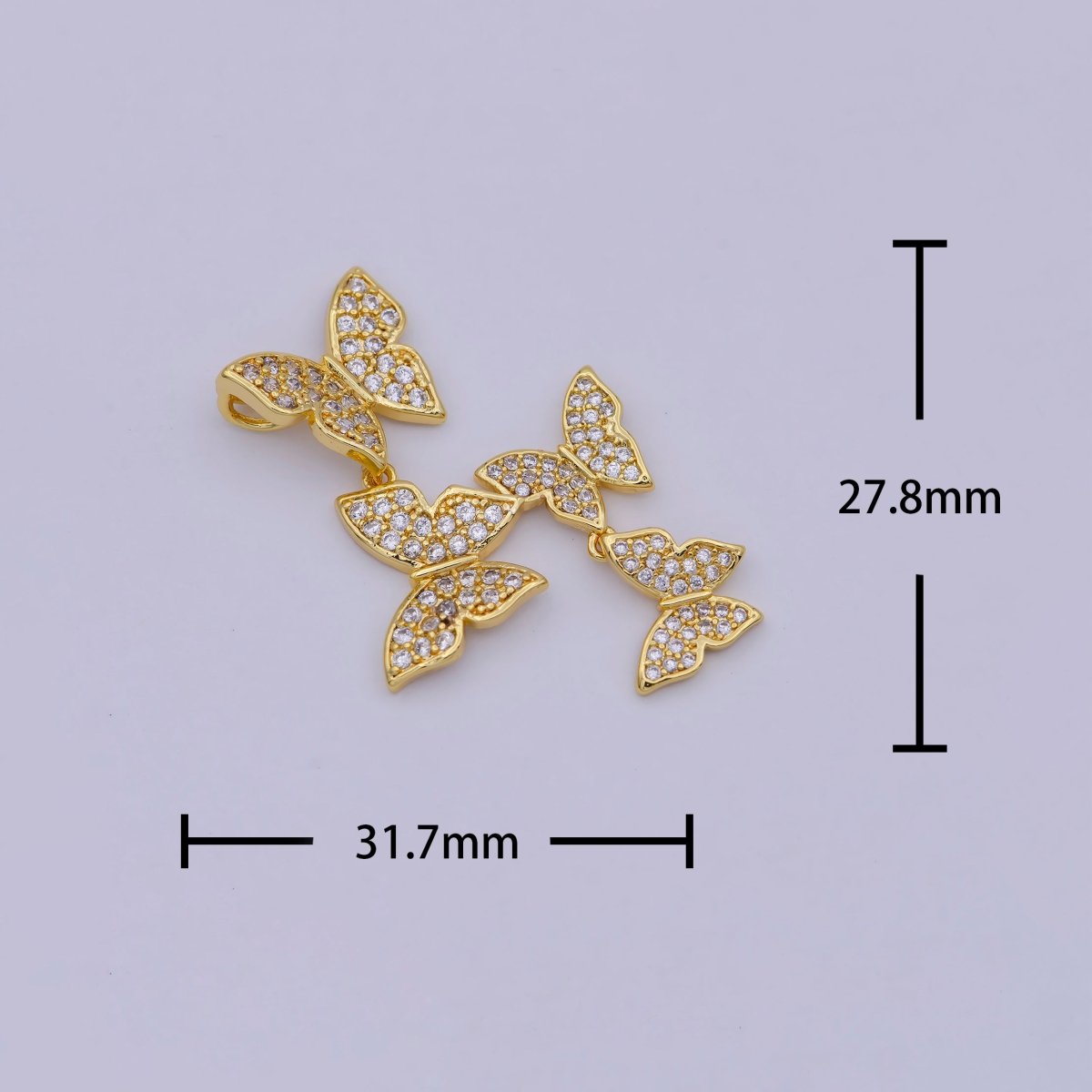 Micro Pave Butterfly Charm Dainty Monarch Butterfly Pendant in 18K Gold Filled Hoop Earring Necklace Pendant for Jewelry Making  E-293