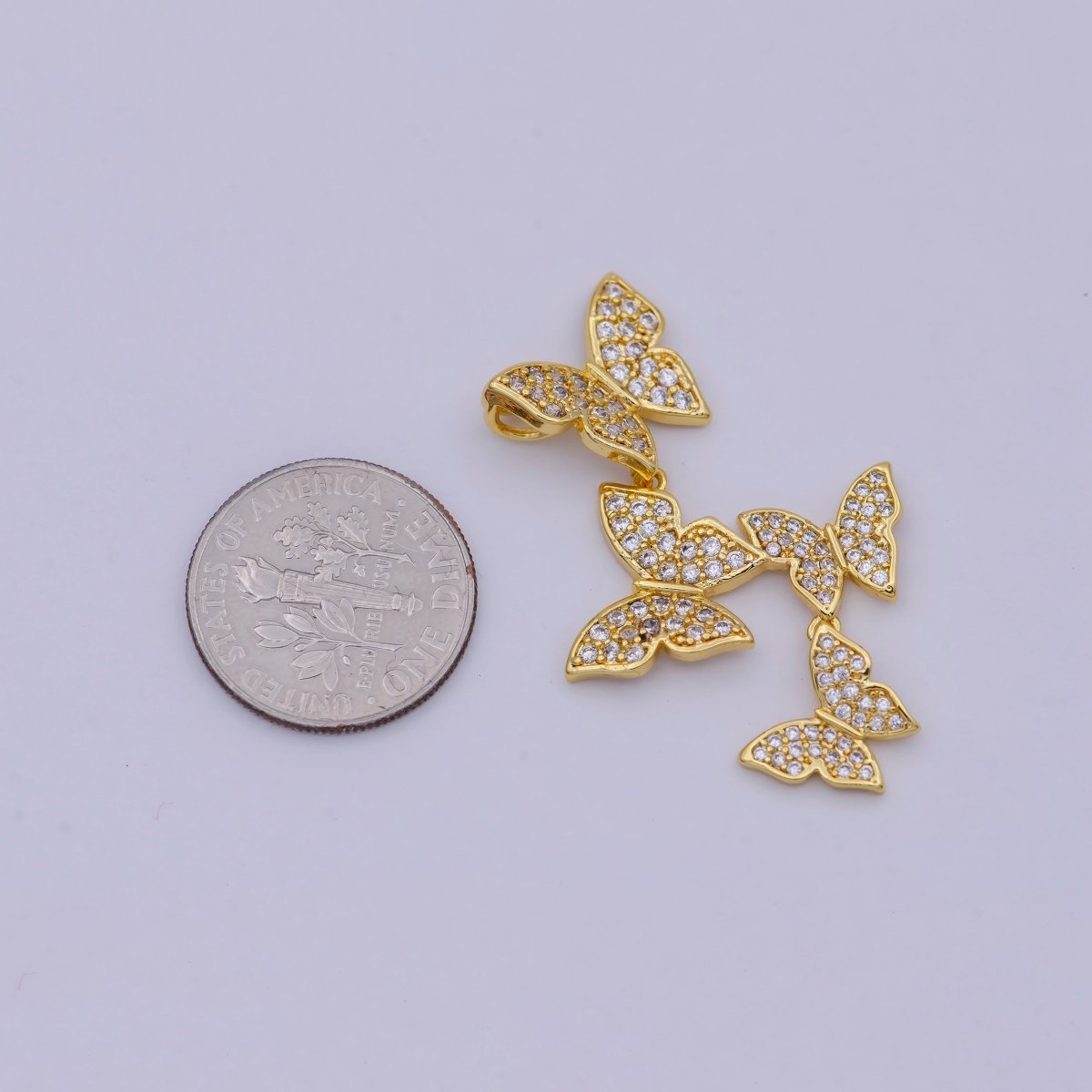 Micro Pave Butterfly Charm Dainty Monarch Butterfly Pendant in 18K Gold Filled Hoop Earring Necklace Pendant for Jewelry Making  E-293