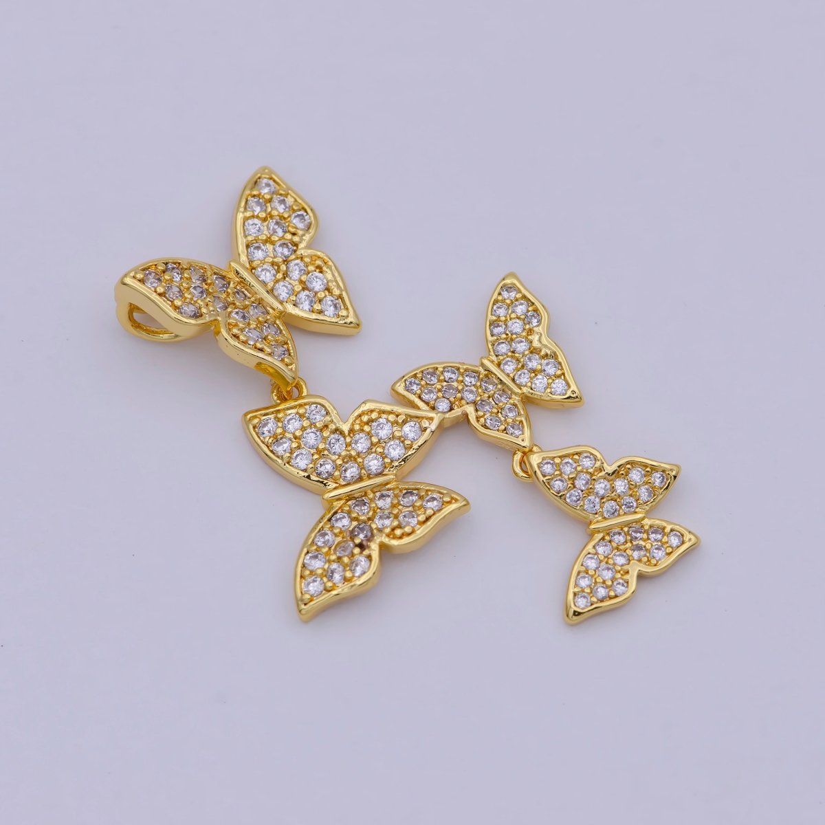 Micro Pave Butterfly Charm Dainty Monarch Butterfly Pendant in 18K Gold Filled Hoop Earring Necklace Pendant for Jewelry Making  E-293