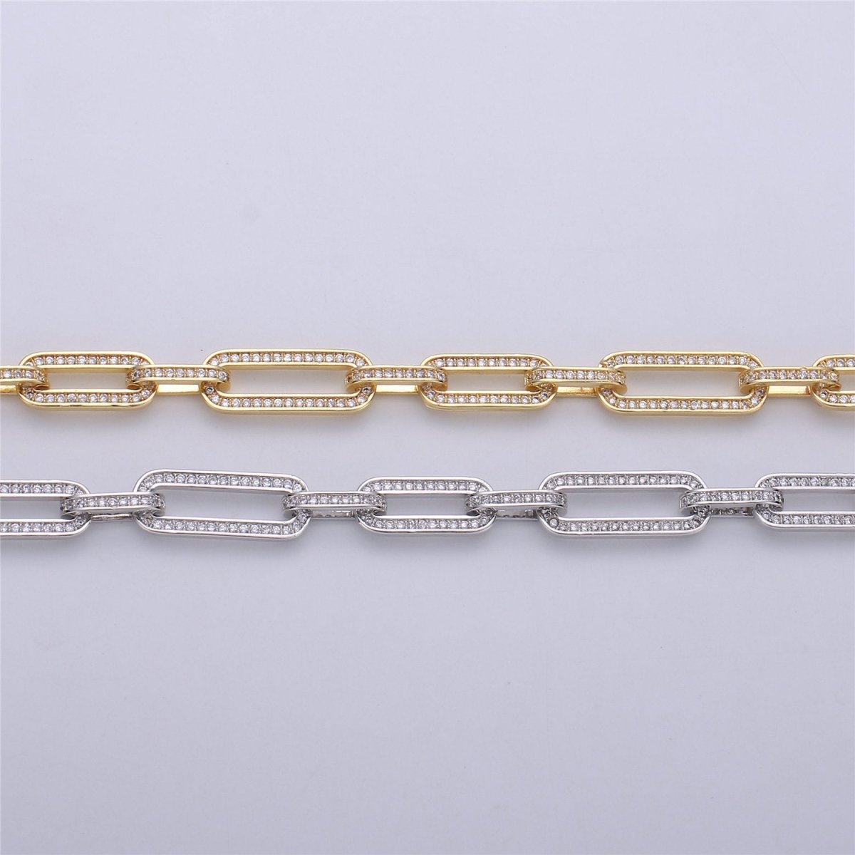 Micro Pave Chain 24K Gold Filled PAPER CLIP Chain, Thick Elongated Chain by Meter for Statement Necklace Making Supply, 36inch Length,8X20mm 1mm Thickness , UNIQUE PAPERCLIP Chain | WA-1364 Clearance Pricing