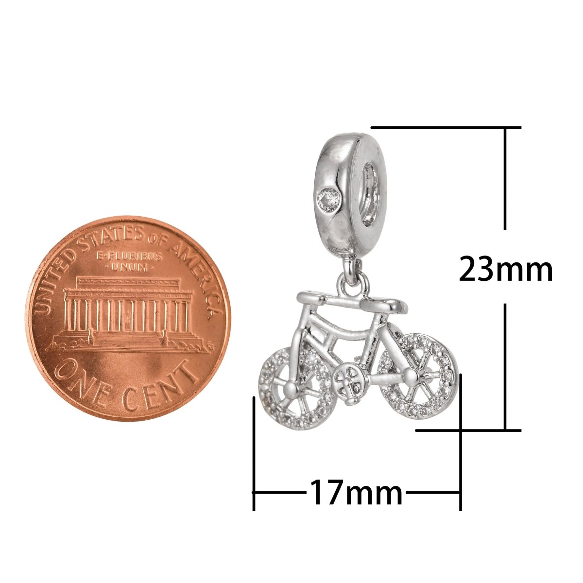 OS Micro pave charm pendant /CZ charm/Clear Cubic Zirconia charms in Silver for Bracelet Necklace Component I-198