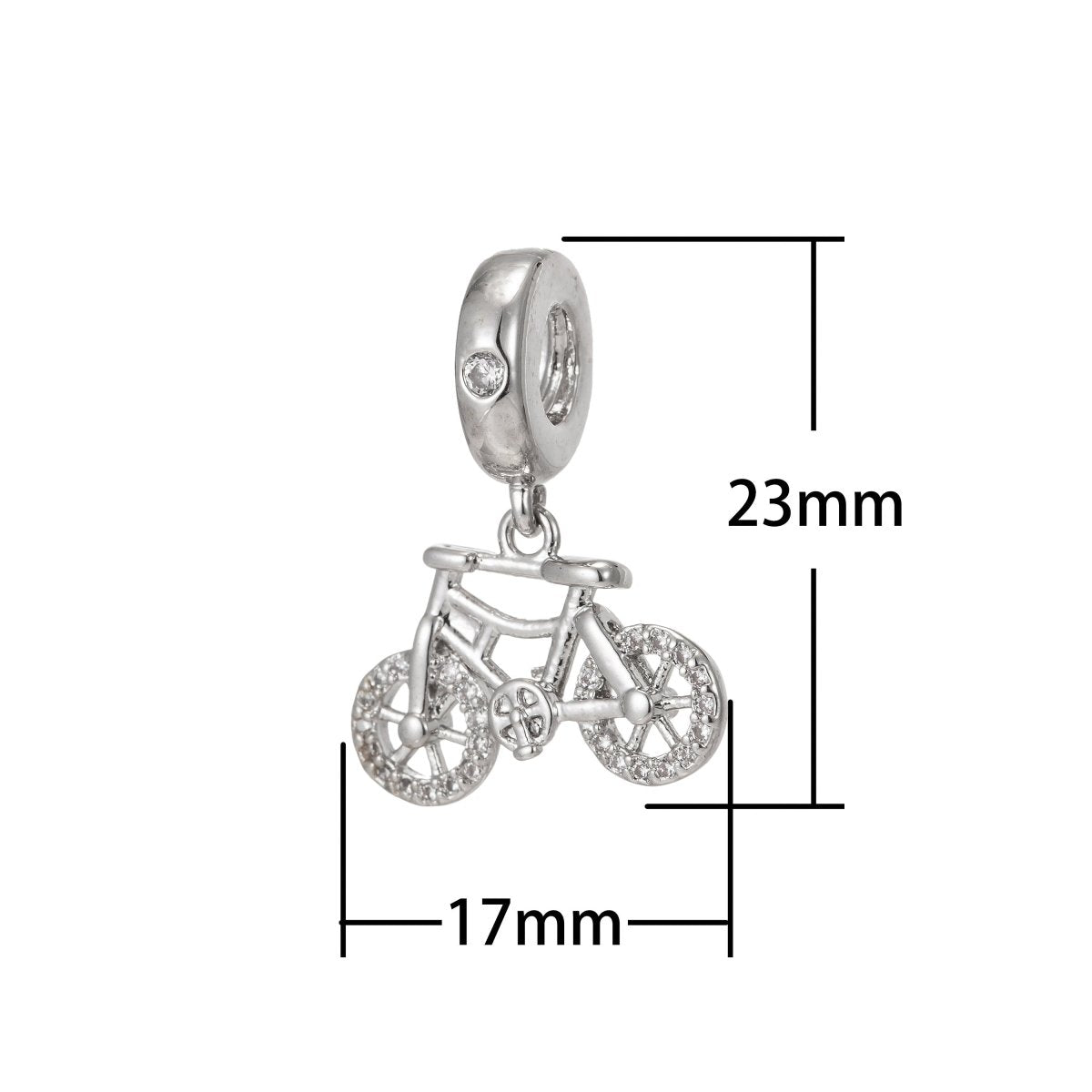 OS Micro pave charm pendant /CZ charm/Clear Cubic Zirconia charms in Silver for Bracelet Necklace Component I-198