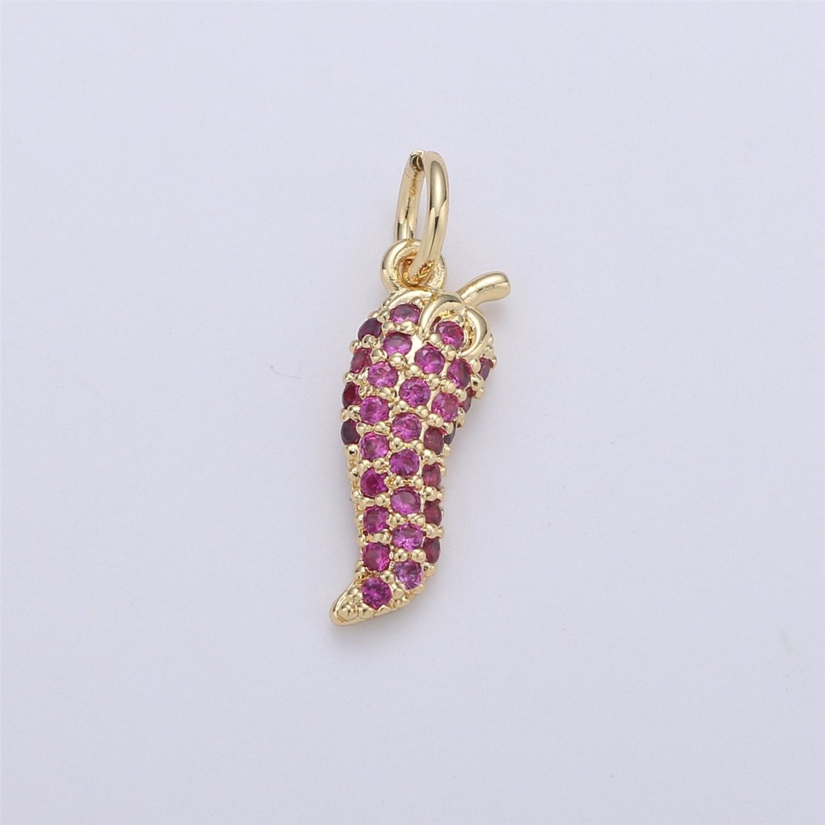 Micro Pave chili Charm necklace pendant red pepper hot pepper chili pepper jewelry statement necklace vegetable miniature food inspired C-907