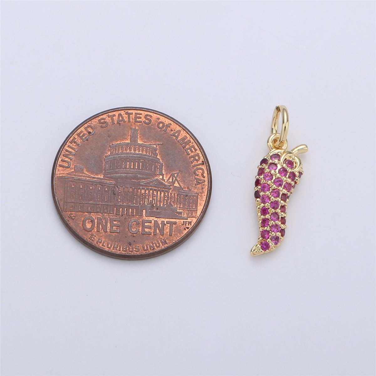 Micro Pave chili Charm necklace pendant red pepper hot pepper chili pepper jewelry statement necklace vegetable miniature food inspired C-907