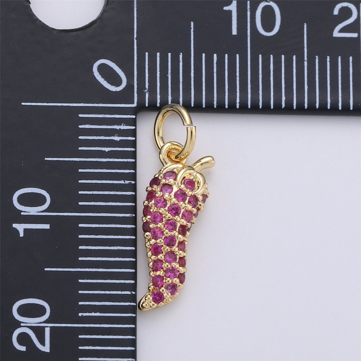 Micro Pave chili Charm necklace pendant red pepper hot pepper chili pepper jewelry statement necklace vegetable miniature food inspired C-907