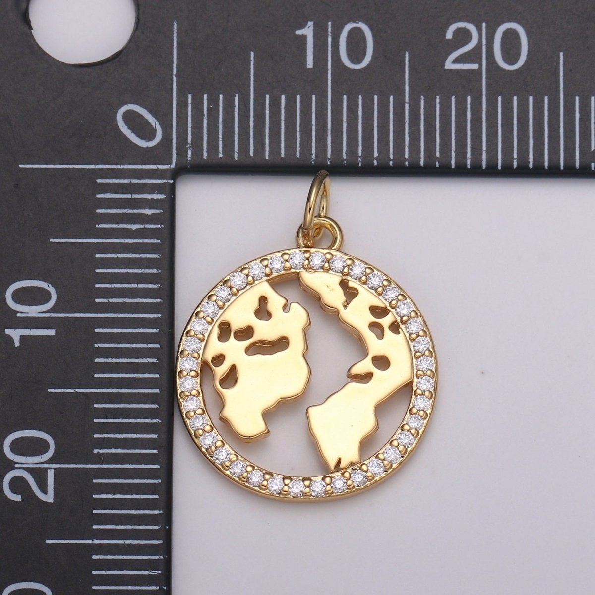 Micro Pave Clear CZ Planet of the Universe Pendant 18K gold Charm, Star Galaxy, World Continent DIY Jewelry Necklace E-590 E-598