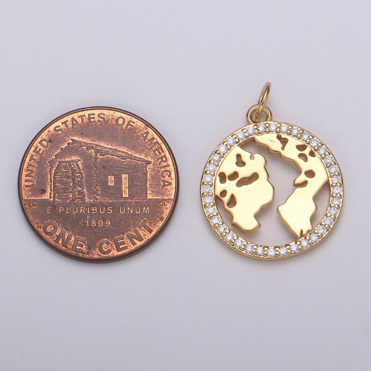 Micro Pave Clear CZ Planet of the Universe Pendant 18K gold Charm, Star Galaxy, World Continent DIY Jewelry Necklace E-590 E-598