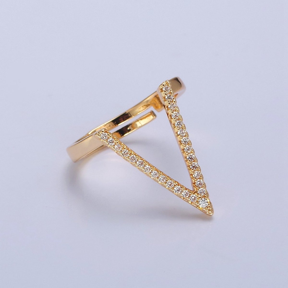 Micro Pave Clear CZ V Shaped Ring, Dainty V Ring, Chevron Ring, CZ Chevron Ring, Classy V Ring, Stackable Ring O-2149