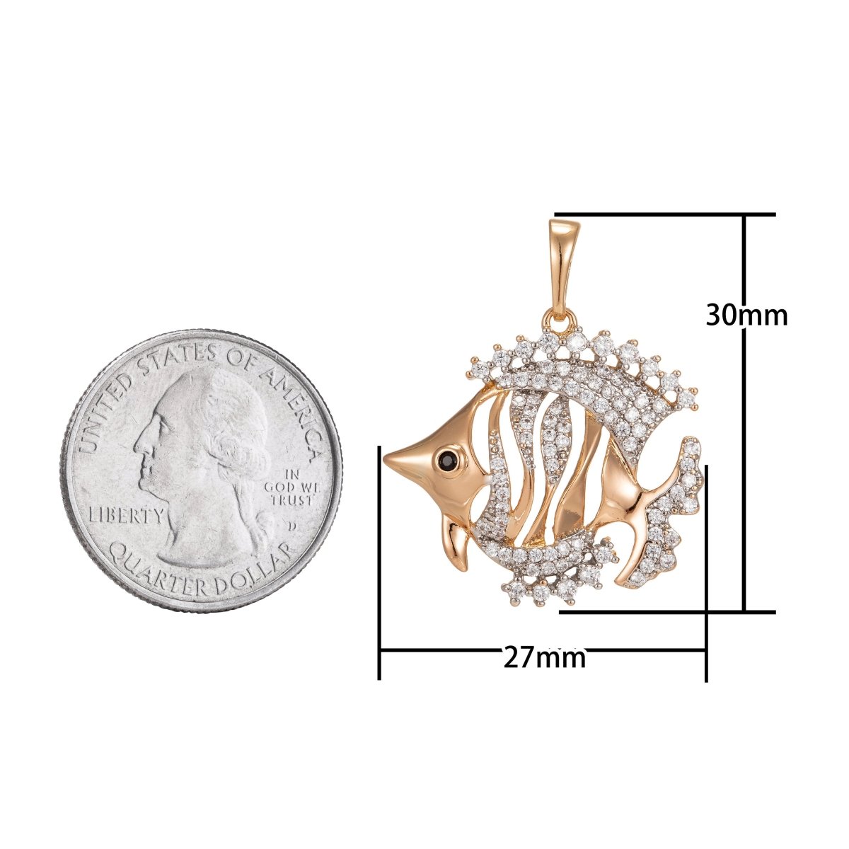 Micro Pave Clown Fish Pendant in 18K Gold Filled Charm Cubic Fish Charm Animal Pendant Jewelry for Necklace Component I-253 - DLUXCA
