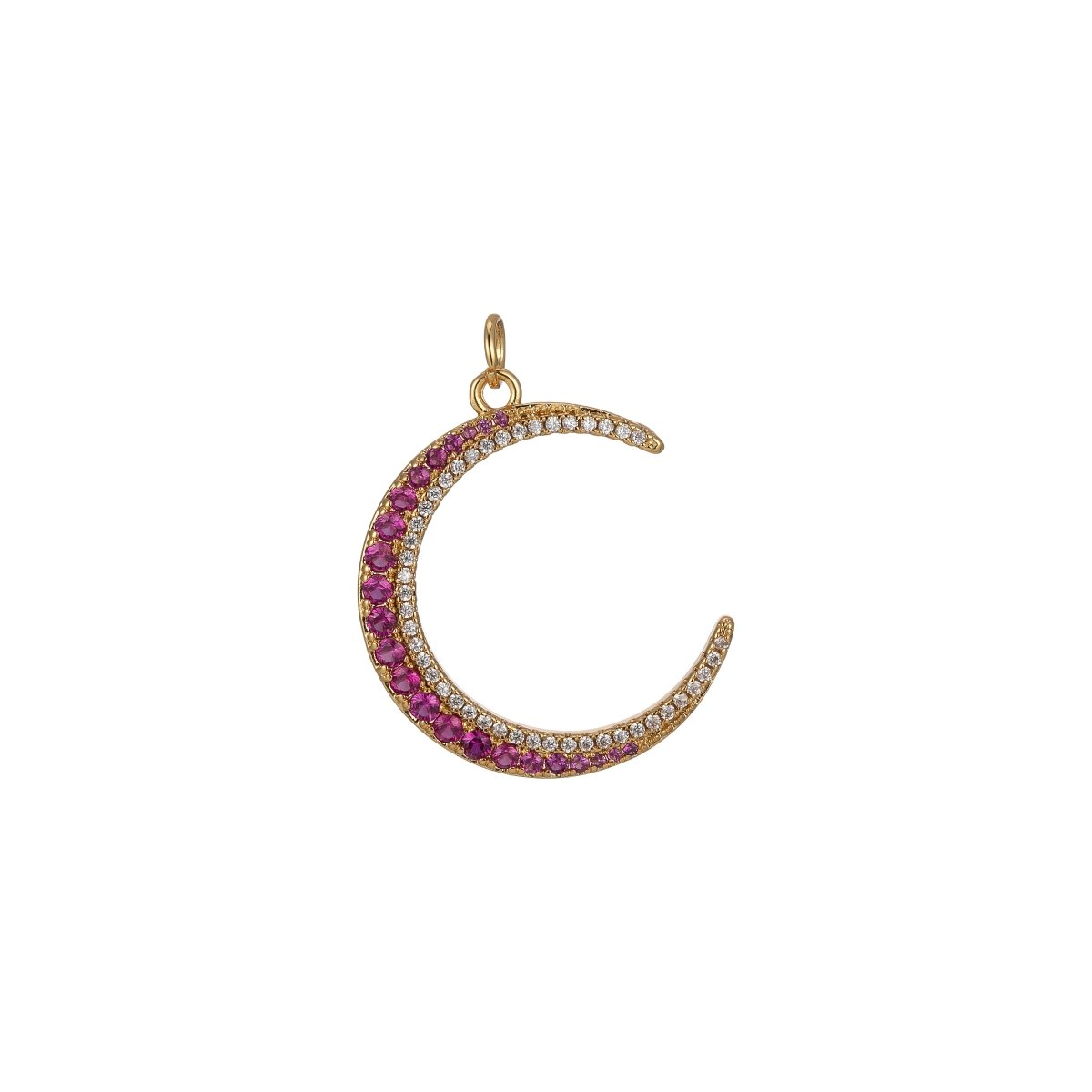 Micro Pave Crescent Moon Charm for Celestial Pendant Jewelry Making E-930 E-931