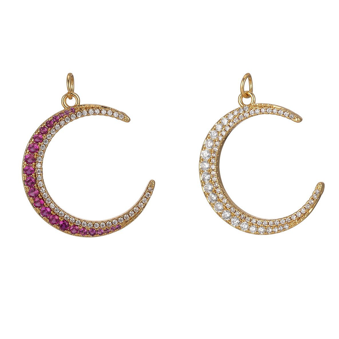 Micro Pave Crescent Moon Charm for Celestial Pendant Jewelry Making E-930 E-931