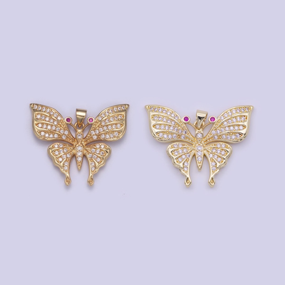 Micro pave Cubic Zirconia Gold Filled Butterfly Charm Mariposa Butterfly Pendant DIY Jewelry Accessories H-504 H-505