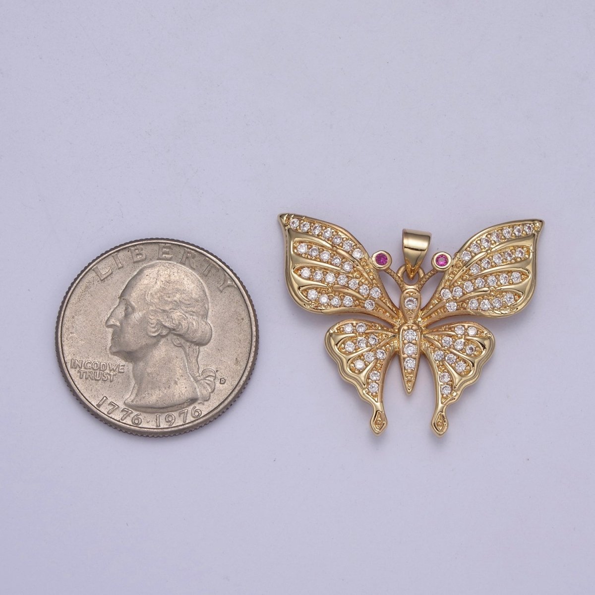 Micro pave Cubic Zirconia Gold Filled Butterfly Charm Mariposa Butterfly Pendant DIY Jewelry Accessories H-504 H-505