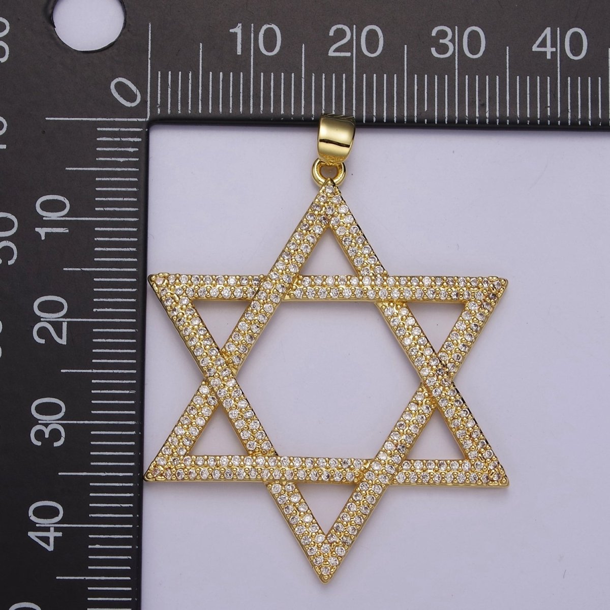 Micro Pave Cubic Zirconia Star of David Pendant Jewelry For Jewish Religious Necklace Making, J-759