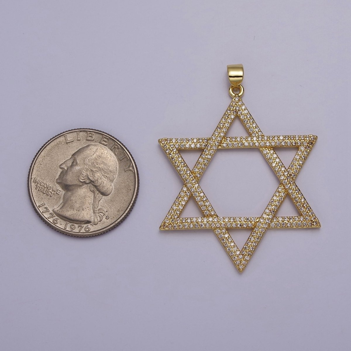Micro Pave Cubic Zirconia Star of David Pendant Jewelry For Jewish Religious Necklace Making, J-759