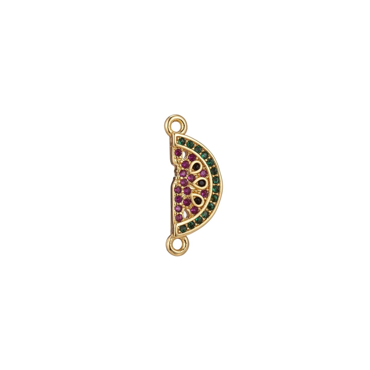Micro Pave CZ Charm 18K Gold Filled Watermelon Bracelet Charm sideway necklace connector Finding for Jewelry Making F-219