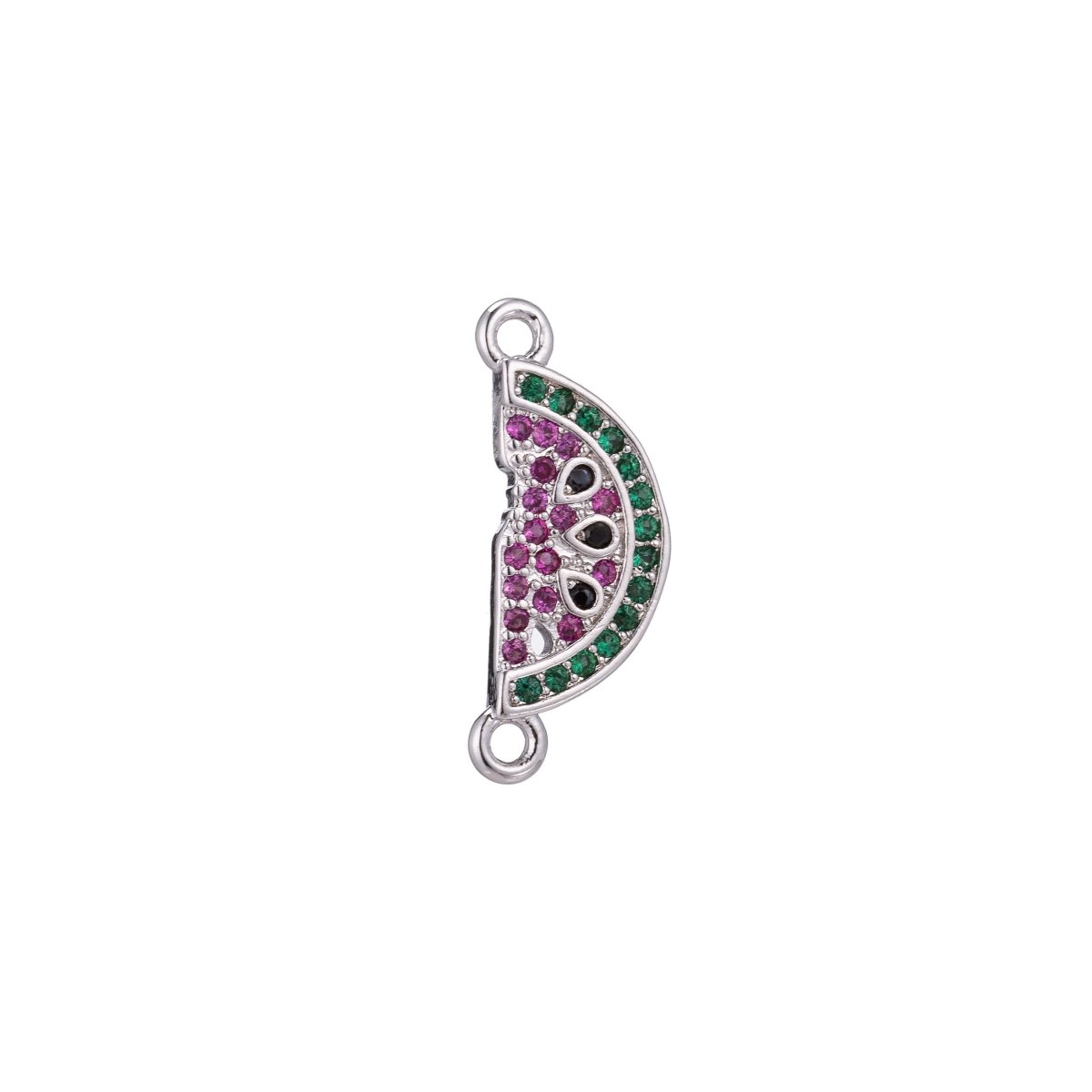 Micro Pave CZ Charm 18K Gold Filled Watermelon Bracelet Charm sideway necklace connector Finding for Jewelry Making F-219