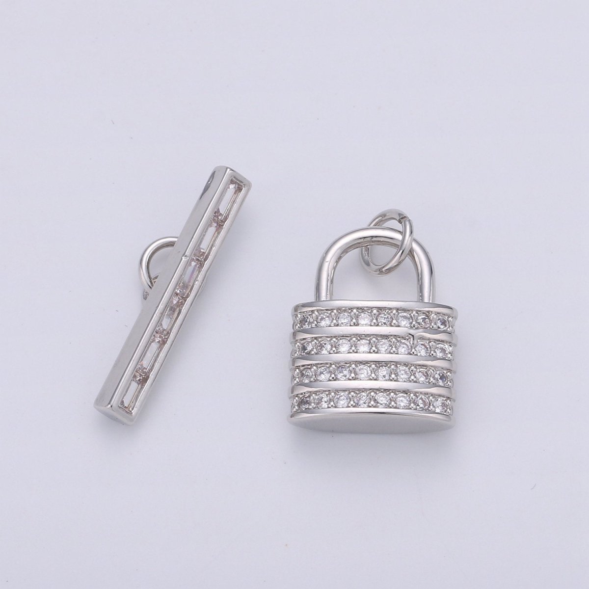 Micro Pave CZ Toggle Clasps, T-Bar, Clasp Connector, Padlock Toggle Clasp, Silver Toggle Clasps Rose Gold Cubic Clasp Jewelry Making, K-526 K-527