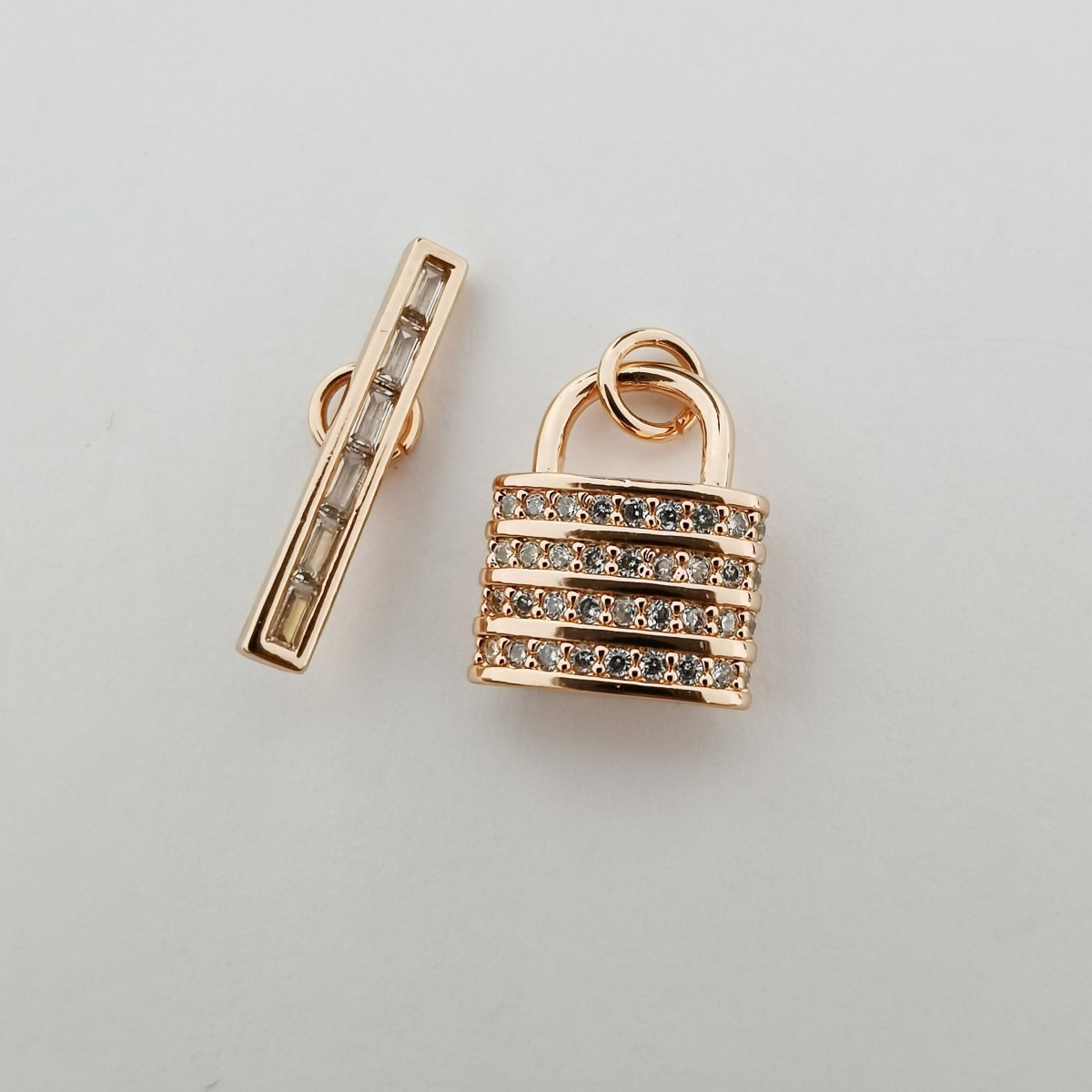 Micro Pave CZ Toggle Clasps, T-Bar, Clasp Connector, Padlock Toggle Clasp, Silver Toggle Clasps Rose Gold Cubic Clasp Jewelry Making, K-526 K-527