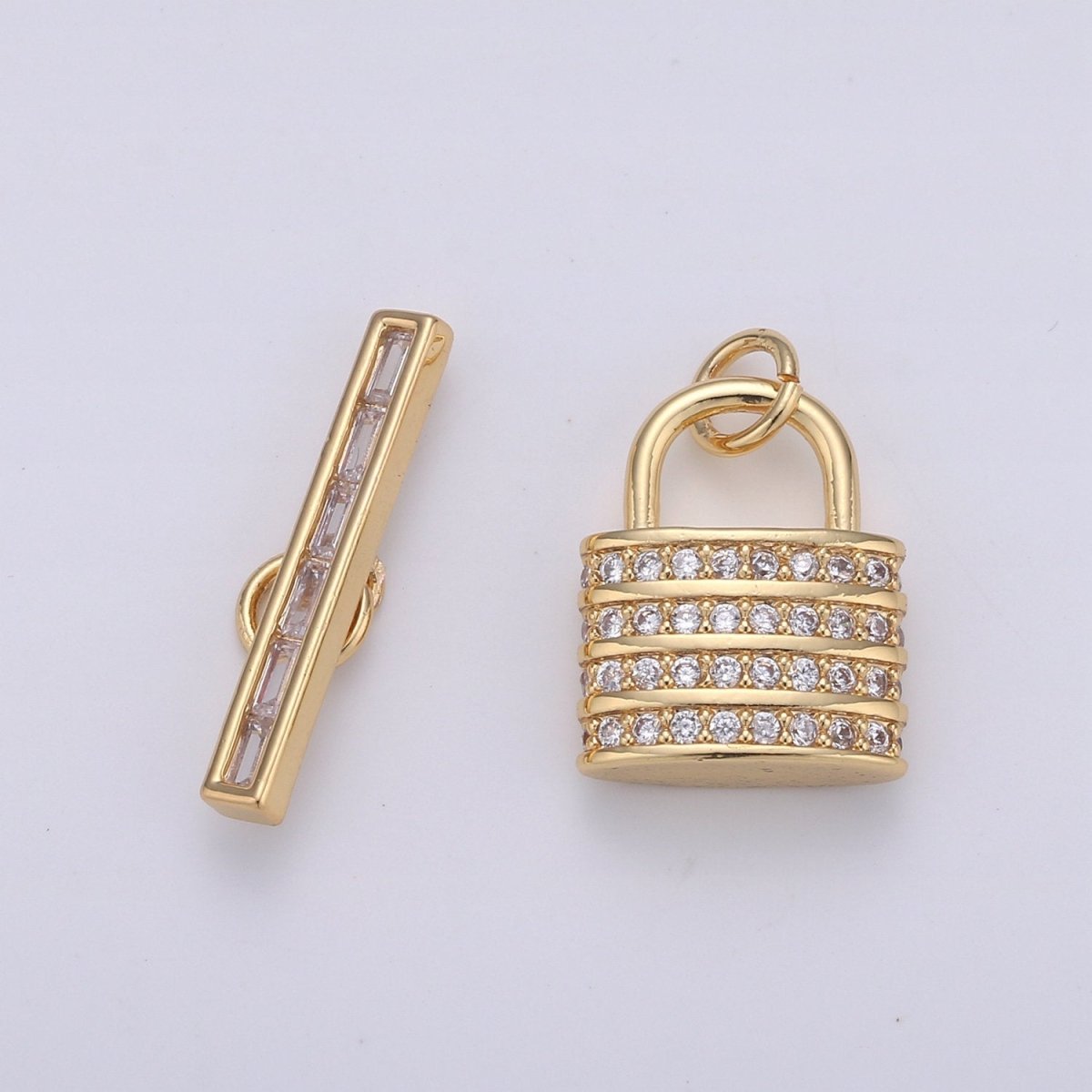 Micro Pave CZ Toggle Clasps, T-Bar, Clasp Connector, Padlock Toggle Clasp, Silver Toggle Clasps Rose Gold Cubic Clasp Jewelry Making, K-526 K-527